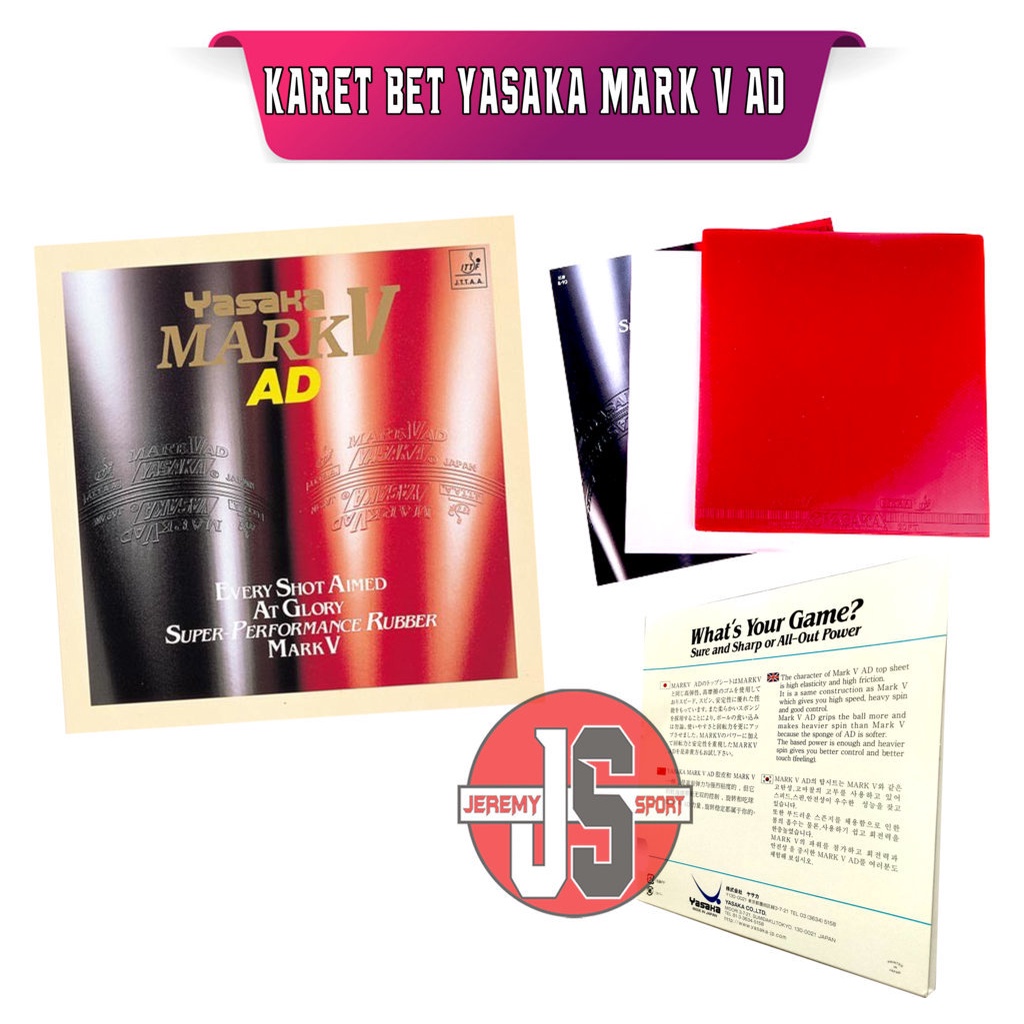 Karet Bet Pingpong Yasaka Mark V AD Rubber bat Tenis Meja Yasaka Original
