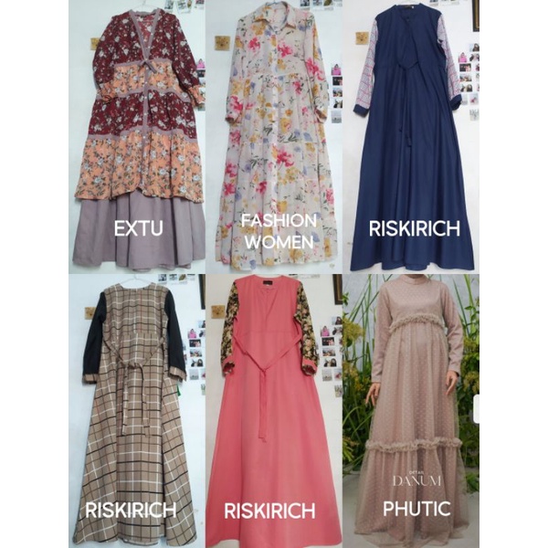 GAMIS DRESS PHUTIC, RISKIRICH, EXTU, FASHION WOMAN (PRELOVED) MURAH