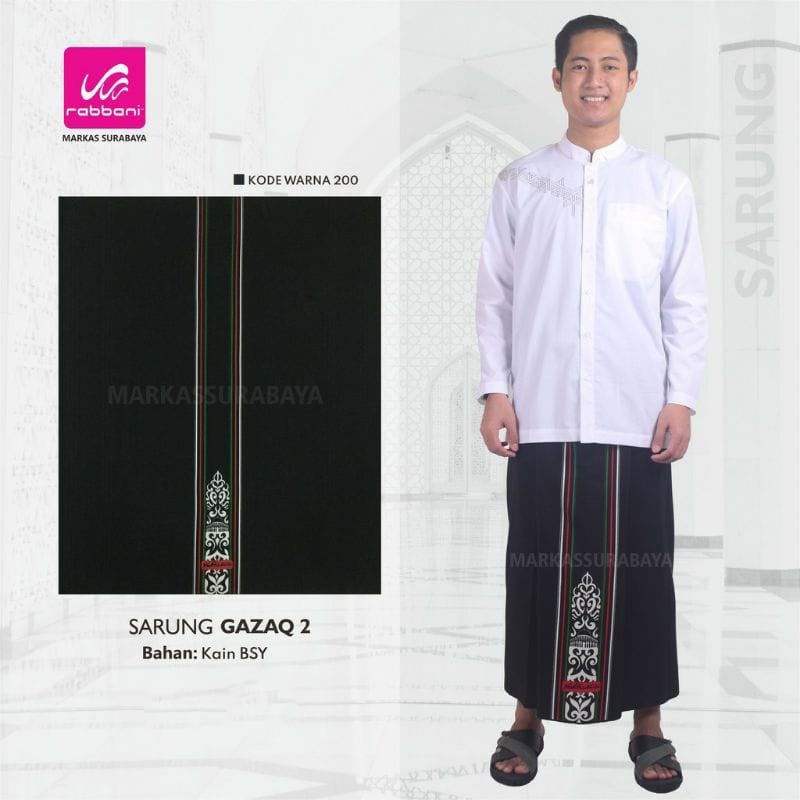 Sarung Rabbani Palestina Gazaq 2 Warna Hitam Motif Palestine Original Terbaru