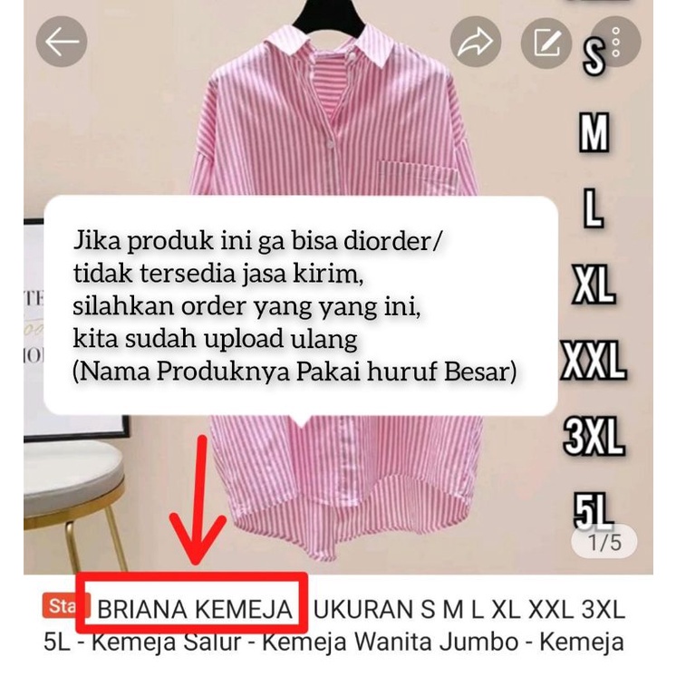 Briana Kemeja - Size S M L XL XXL 3XL 4XL/5L - Kemeja Wanita Jumbo - Kemeja Salur Jumbo - Kemeja Salur Jumbo - Kemeja Wanita Big Size