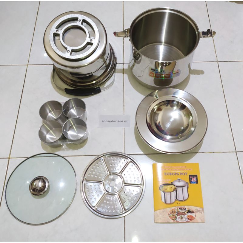 EUROPA POT FLAME FREE COOKING (ASLI) Panci Kukus /Masak Stainless Steel