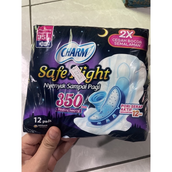 charm safe night 350mm pembalut isi12pc