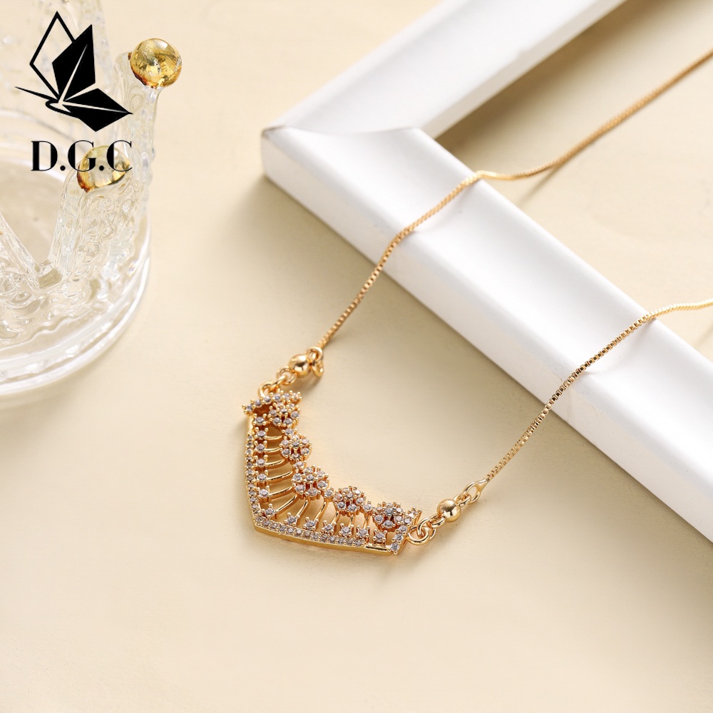 ✨D.G.C✅Kalung Choker Titanium Wanita Lapis Emas Mewah Berlian Liontin Aksesoris Pesta Cantik Jewelry Perhiasan D123