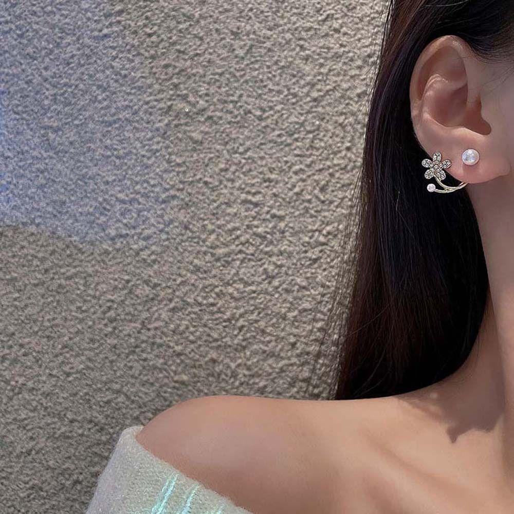 Mxbeauty Anting Bunga Gadis Hadiah Elegan Pesta Pernikahan Berlian Imitasi Ear Hook Perhiasan Aksesoris Gaya Korea Wanita Eardrop