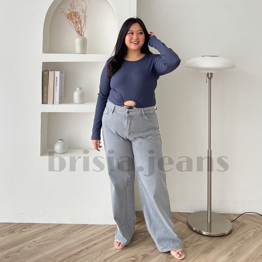 [SIZE 34-38] WENDY Boyfriend Jeans JUMBO - GREY / BIGSIZE