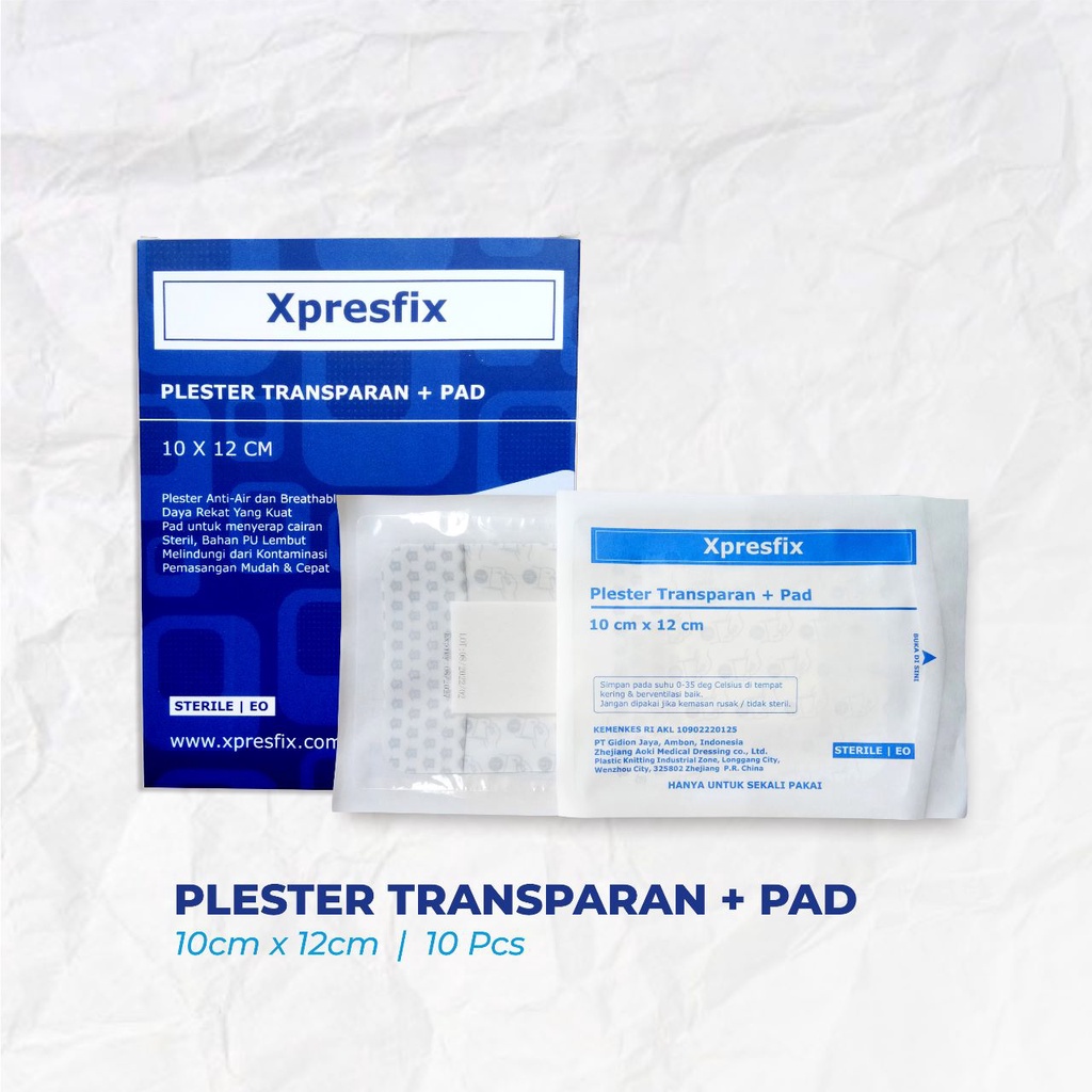 Xpresfix 10x12cm Plester Luka Operasi Anti Air Transparan+Pad Dermafix