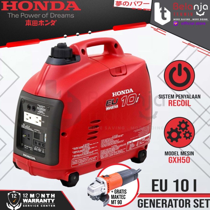 Mesin Genset Honda Silent EU 10I 900 Watt EU10I Generator Set EU 10 I