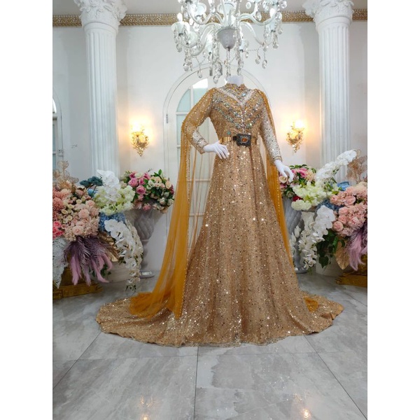 CAUPLE WEDING DRESS BEREKOR/GAUN DUYUNG MEWAH | BAJU DRESS MUSLIM/ GAUN  MODERN | GAWN AKAD