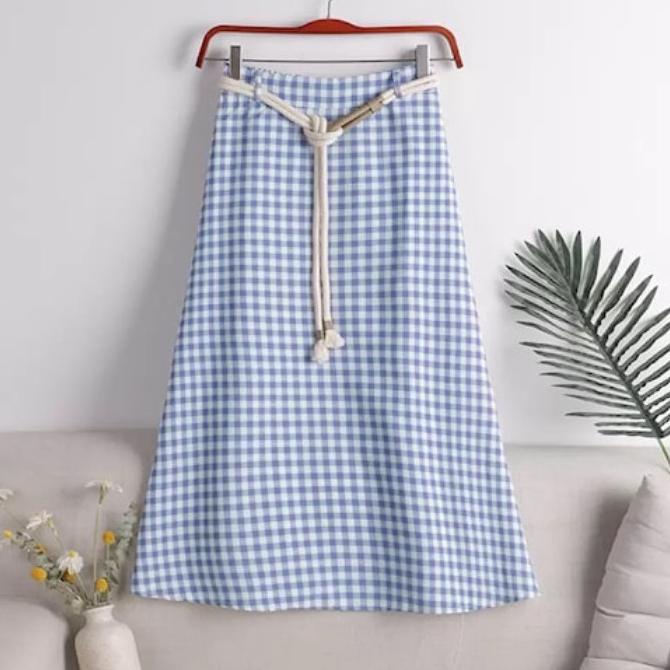 Skirt Rok Panjang Kotak - Harisgo Bawahan Wanita Bahan Katun Terbaru