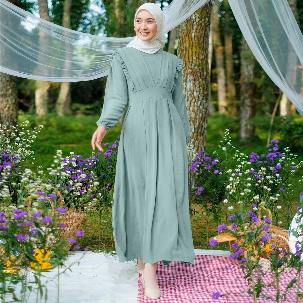 Gamis maxy Zeanez Crincle Airflow Demore Ukuran XL