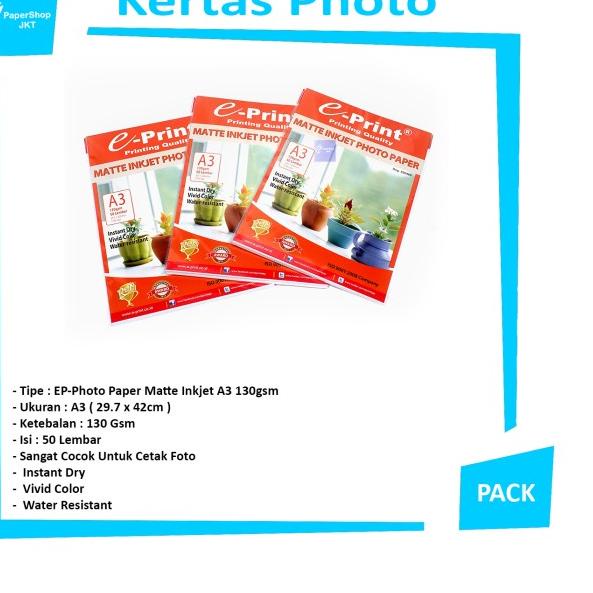 

Eprint Photo Paper Matte Inkjet A3 130gsm