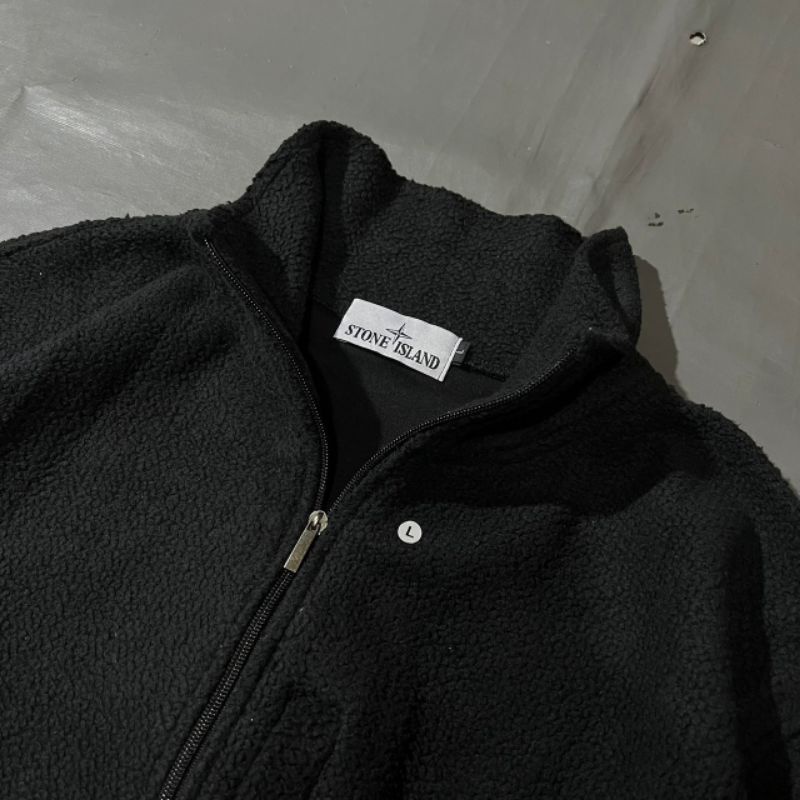 TRACKTOP SHERPA STONE ISLAND BLACK FULL TAG LABEL CASUAL HYPE FASHION PRIA