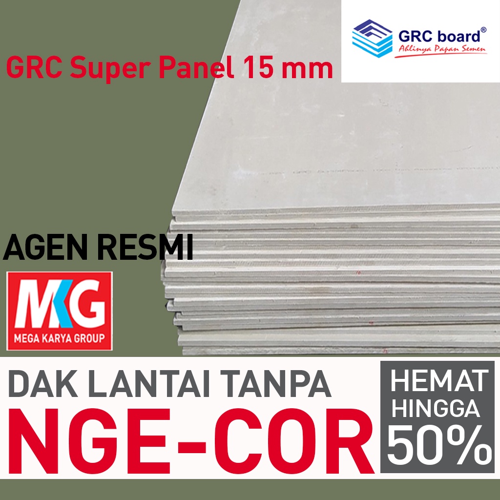 GRC SUPER FLOOR 15mm 1220 x 2440mm | LANTAI DAK TANPA COR