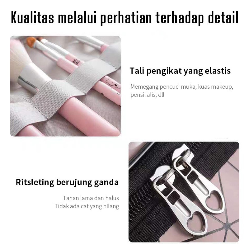 MAANGE Tempat Alat Baru Transparan Travel Tas Koper Make Up Organizer Pouch Bag Dua Lapisan Tas Kosmetik Washbag Kotak Cosmetic Koper Wanita Lucu Transparan Serbaguna Anti Air Penyimpanan Aksesoris 0308