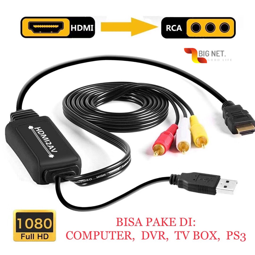 HDTV To AV (RCA) 1.8Meter Converter Adapter/ HDmi TO CVBS-1.8M