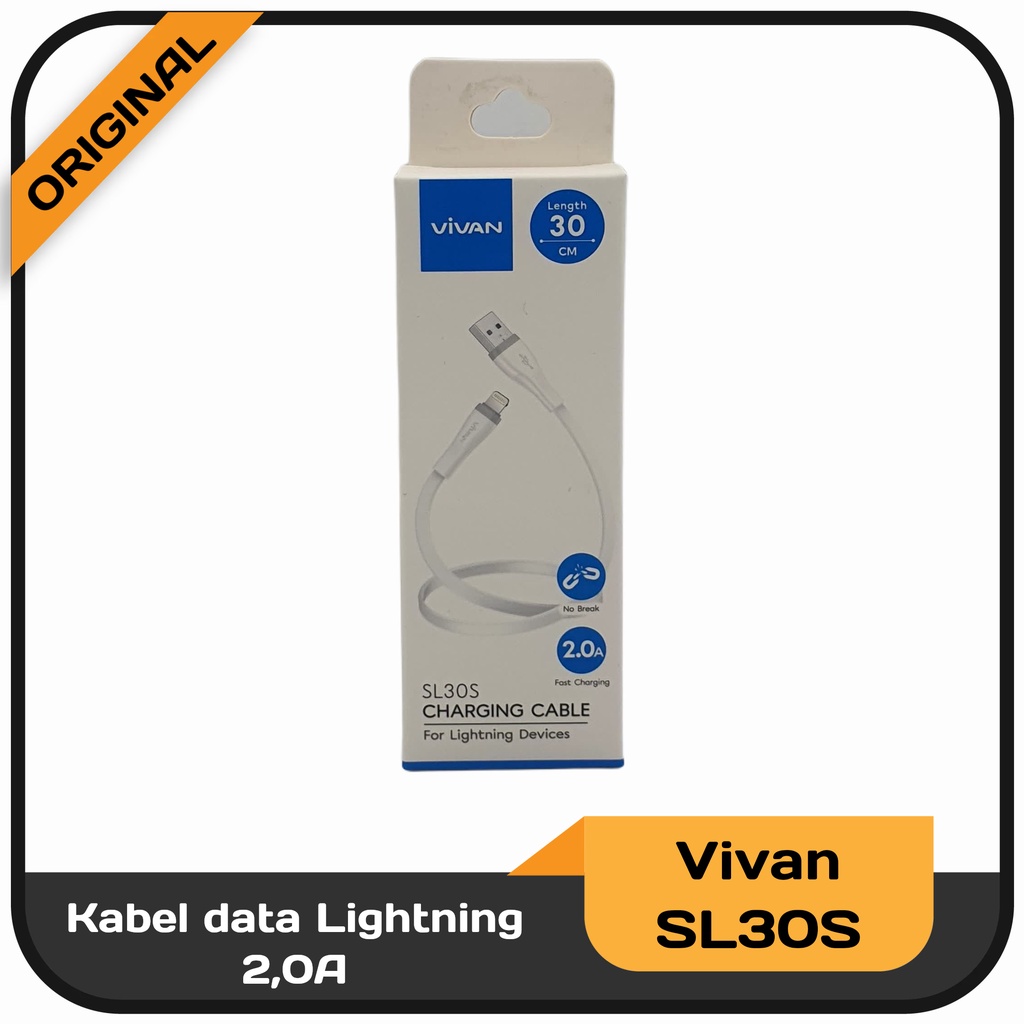 Kabel Data Powerbank 30 cm Vivan Fast Charging 2A - 2,4A