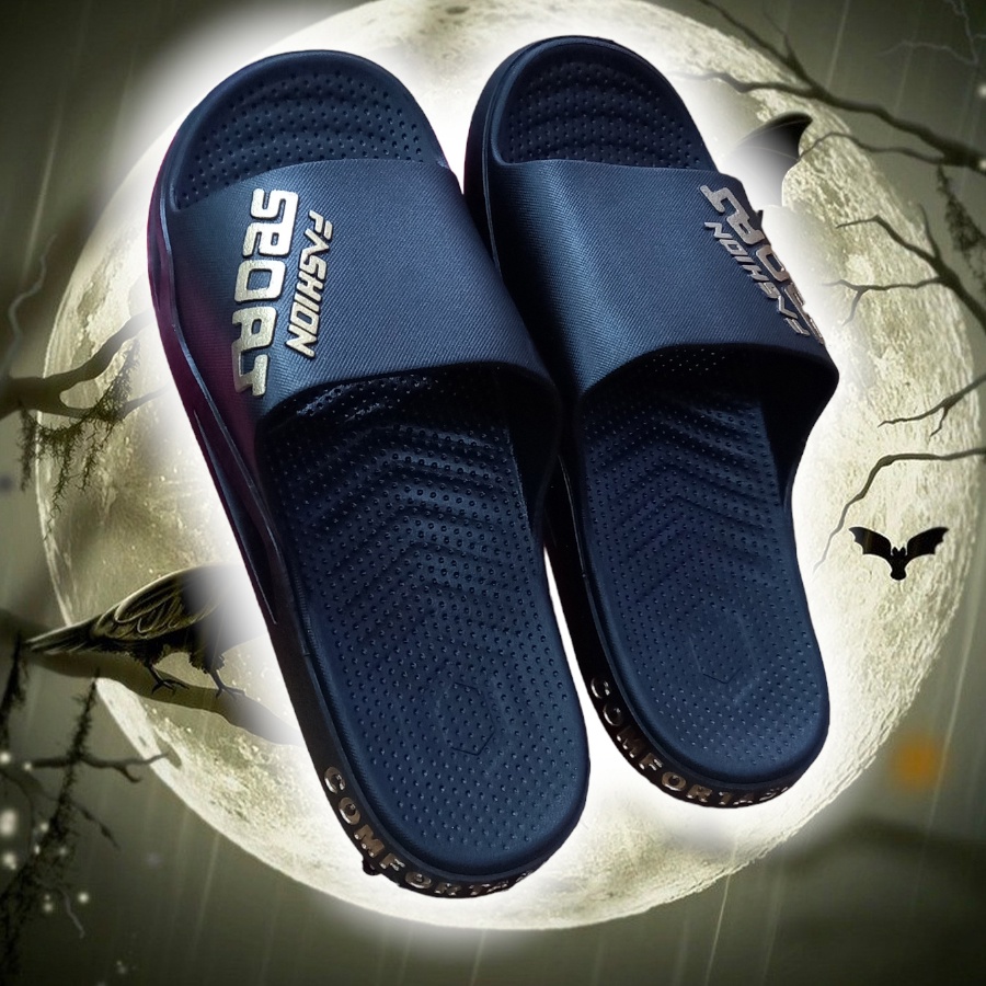 Sandal pria import sandal selop pria sandal slop pria sandal cowok [D01]-Black Gold