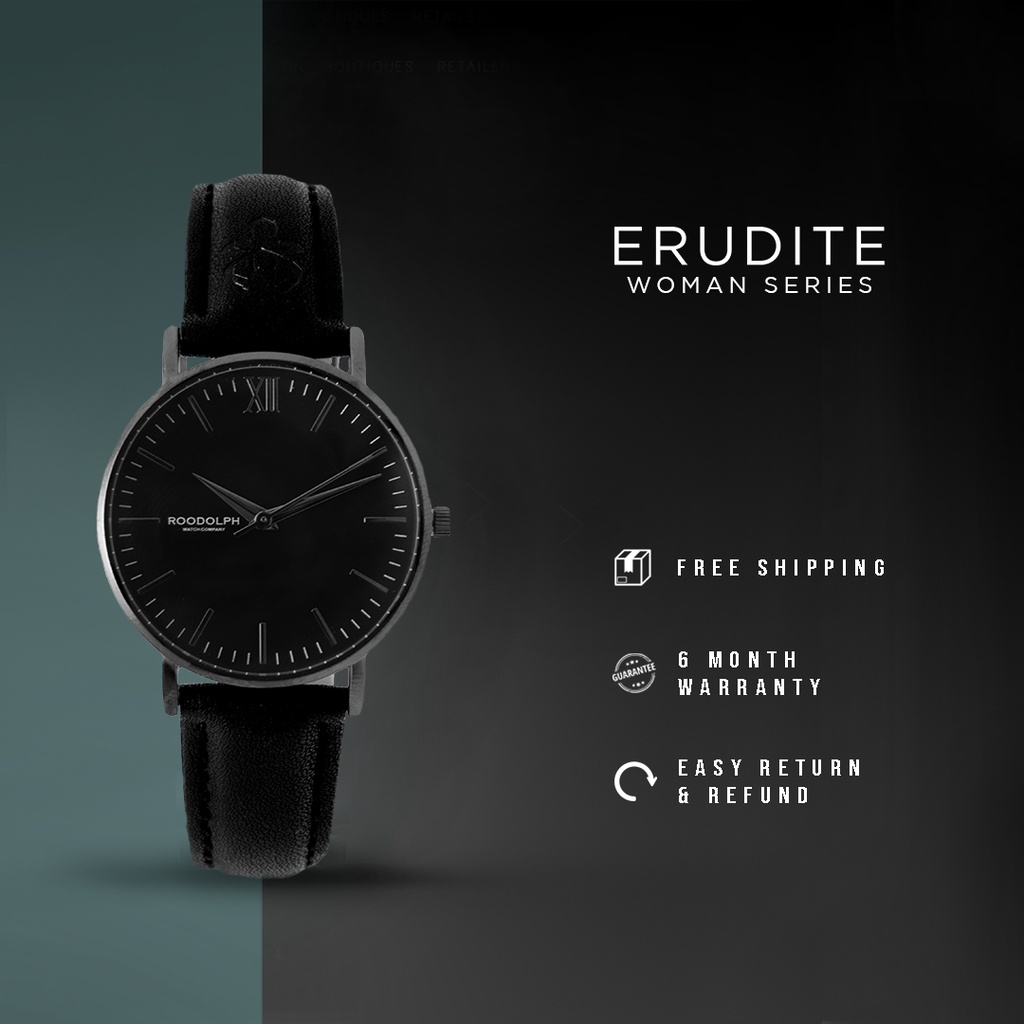 Premium (RRW) Roodolph Watch - Erudite All Black 32mm Jam Tangan Wanita Jam Tangan Distributor