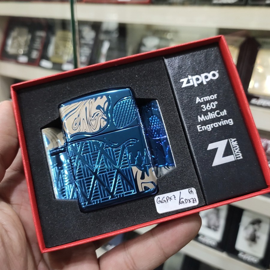 Zippo Lighter Original - Zippo Skull Design Blue Shapphire