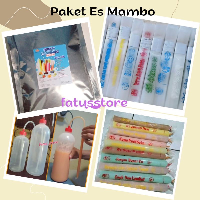 

Paket Es Mambo, Es Lilin Sablon, Bubuk Es, Botol Pengisi, Plastik Sablon 100 pc