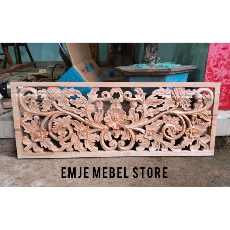 ukir tempel gebyok dekorasi hiasan dinding kayu mahoni