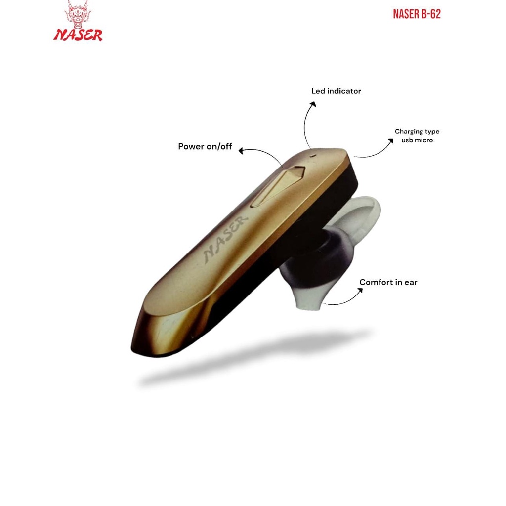 HANDSFREE BT NASER B-62/ Handfree Bluetooth/Earphone/Headset B-62/PRODUK ORIGINAL