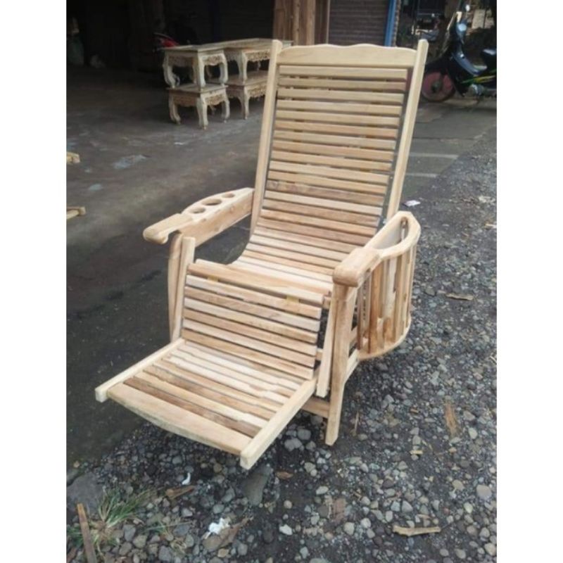 kursi santai kayu Jati kursi malas Jati kursi goyang full Kayu Jati mentahan