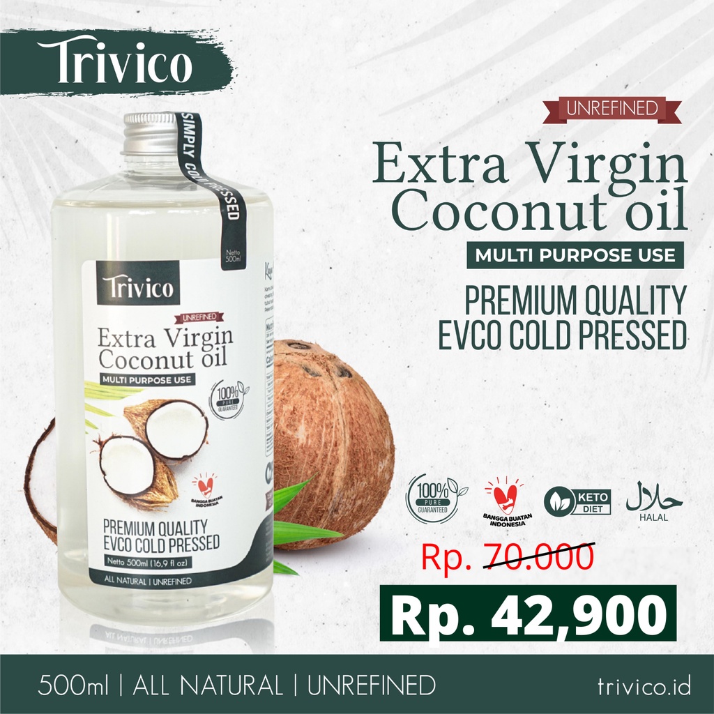 

EXTRA Virgin Coconut Oil Trivico / fourvico VCO Premium 500ml | Minyak Kelapa Murni 100% VCO Trivico / fourvico