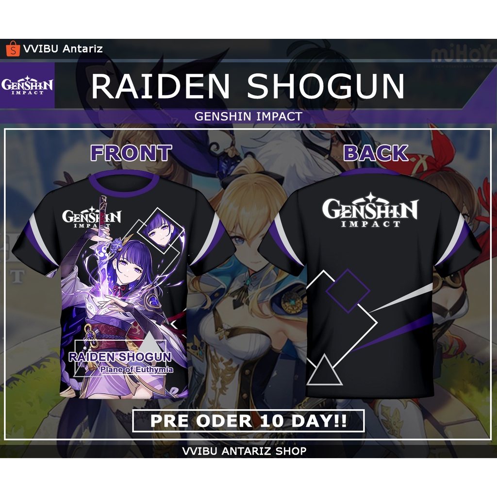 Kaos Fullprint Game Genshin Impact Raiden Shogun