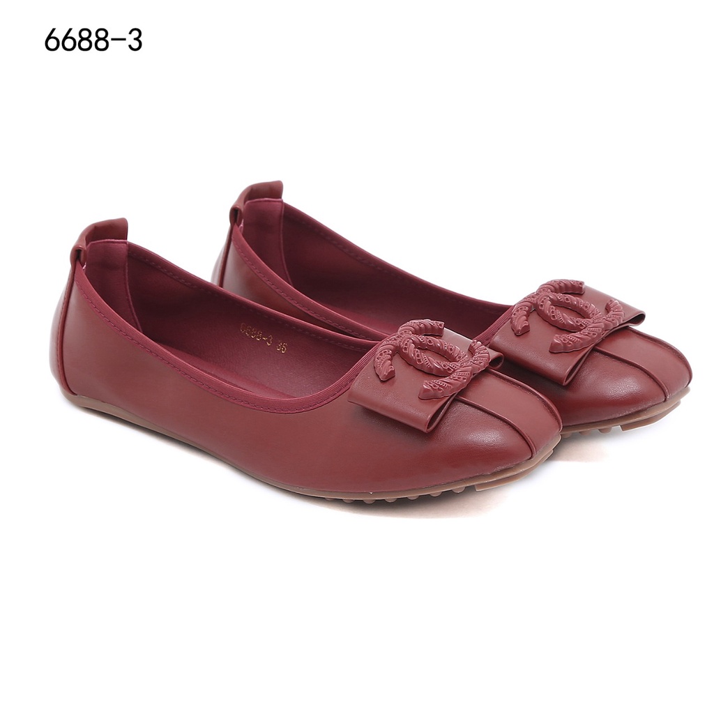 CH Leather CC Logo Bow Flats Shoes 6688-3