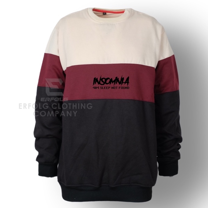 Erfolg Offiziell Sweater Crewneck Pria Wanita Kombinasi Switer Cowok Cewek Sweatshirt Premium Distro Bandung Switer Oblong Brand Lokal Basic Sablon Insomnia Bahan Fleece Tebal Ukuran M L XL Suiter Combinasi 3 Varian Aplikasi Aesthetic