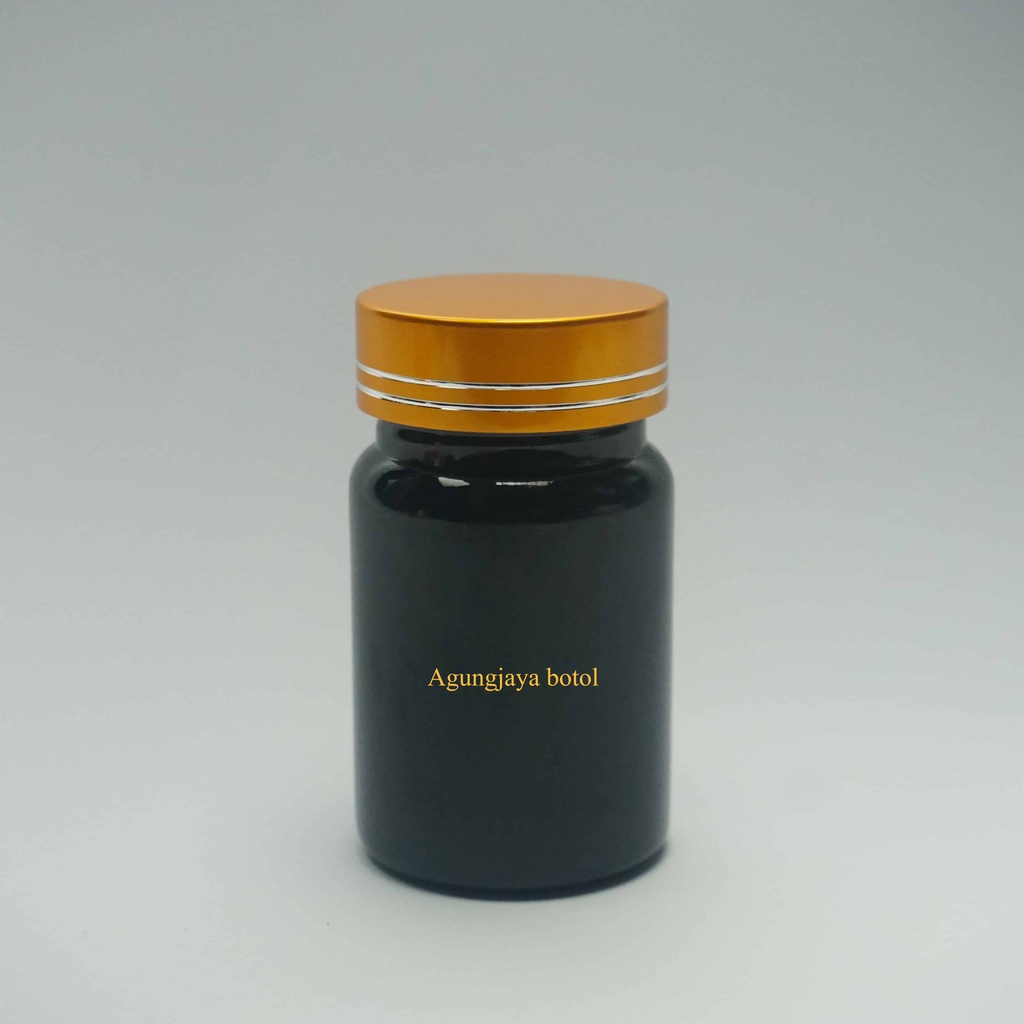 Botol Obat 60 Tablet Hitam / Pet 60 Tablet Bulat Hitam / Botol Kapsul / Botol Hitam