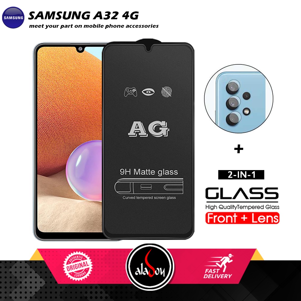 Samsung A32 4G PAKET 2IN1 Tempered Glass Matte Anti Glare Full Layar dan Tempered Glass Kamera