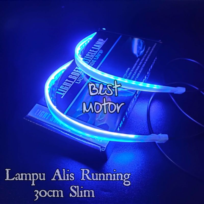 Lampu Alis LED Tempel Flexible DRL 30CM Motor Mobil 30 CM Sein Running Red Yellow