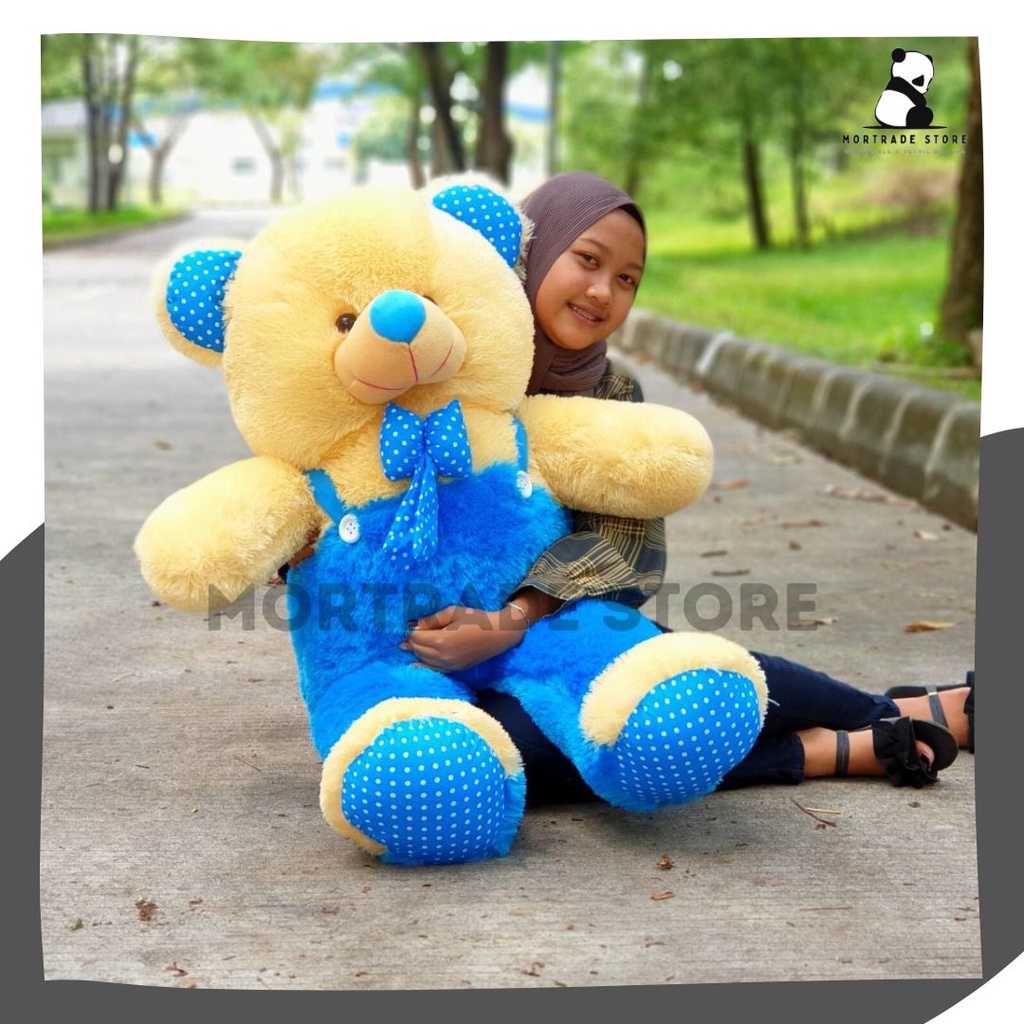 Boneka Beruang Besar Jumbo Teddy Bear - Cream Biru