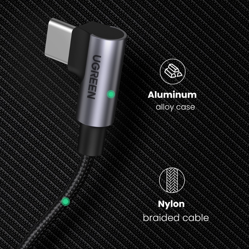 Ugreen PD100W 60W Kabel Fast Charging USB-C Ke Tipe-C Siku 90 Derajat 4.0 PD