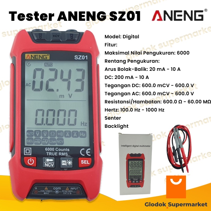 Multitester True RMS Aneng SZ01 Multimeter NCV 6000 Counts