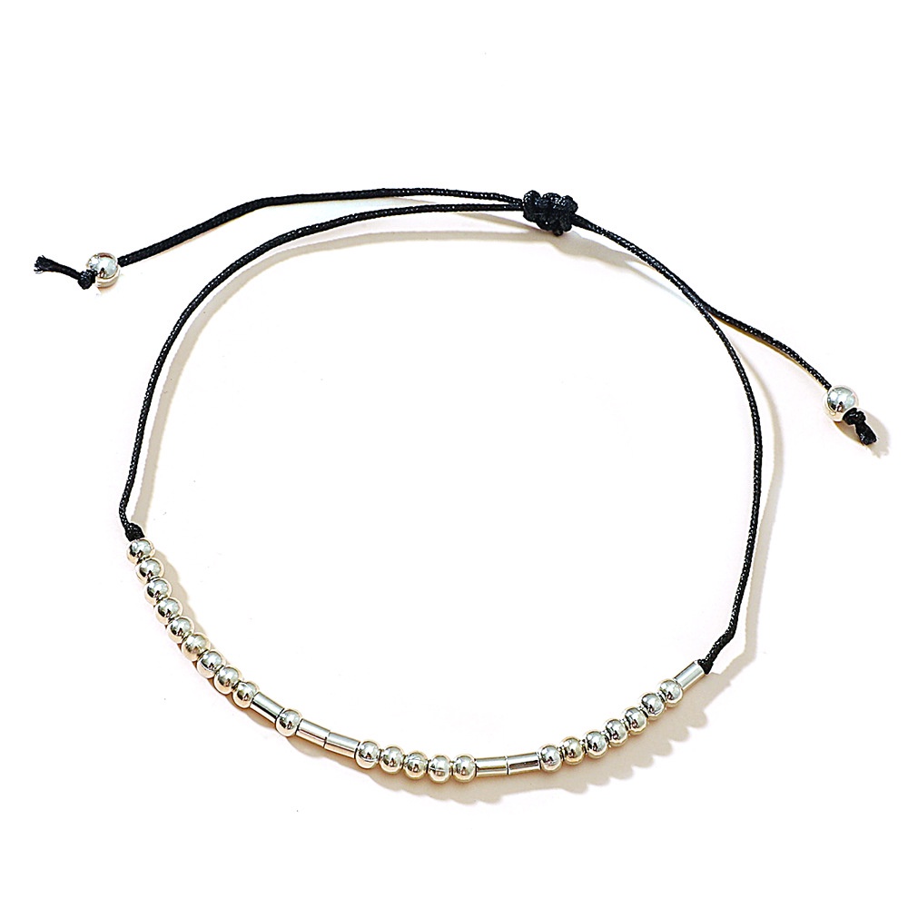 Gelang Kaki Tali Woven Adjustable Hias Manikmanik Huruf Untuk Pasanganpriawanita