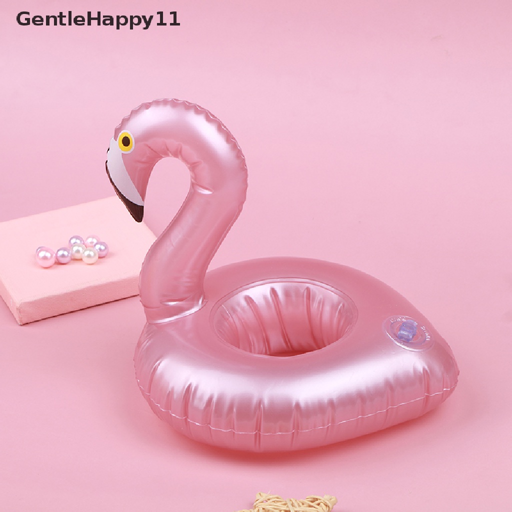 Gentlehappy Mainan Pelampung Kolam Renang Flamingo Tiup Mini Pelampung Minuman Cup Holder Mainan Pesta id