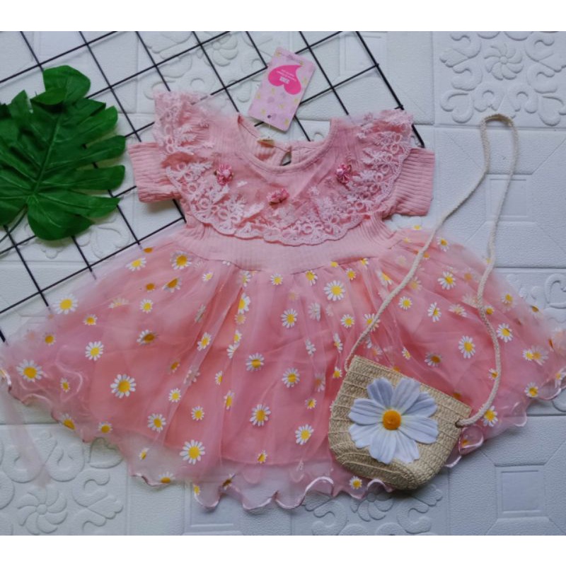 [0-5th] BEST SELLER !! DRESS TUTU ANAK IMPORT PREMIUM MEWAH 0-5 TAHUN BUNGA PEONY DAISY FLOWER / BROSS BONEKA / DRESS TUTU BUNGA MUTIARA GAUN PESTA ANAK IMPORT