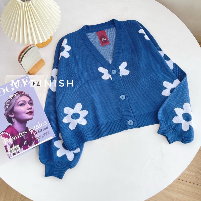 Loly Oversize Cardy - Cardigan Wanita Motif Flower