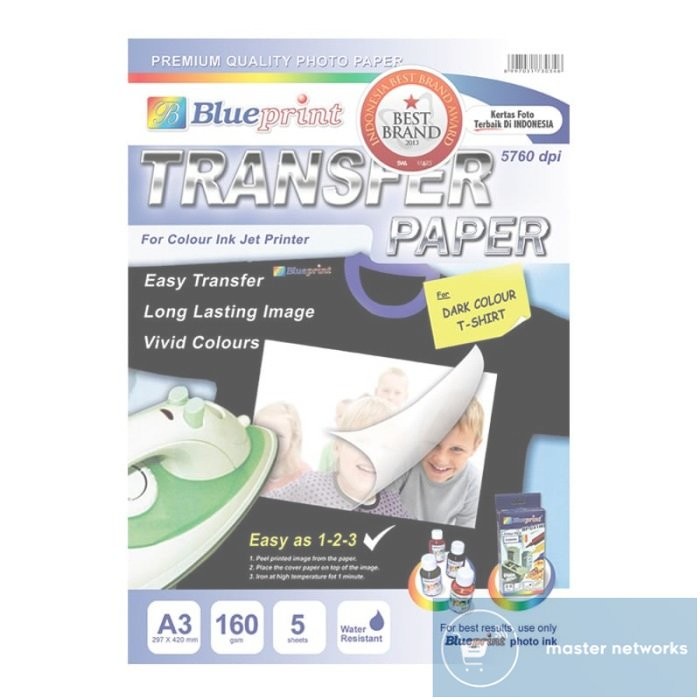 

Blueprint BP-TKA3160 Transfer Paper Dark A3 isi 5 Lembar Sablon Kaos