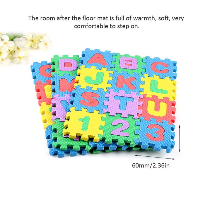 Mainan Edukasi Anak Balita EVA Puzzle Mat Foam Angka Huruf 36 Pcs/Set