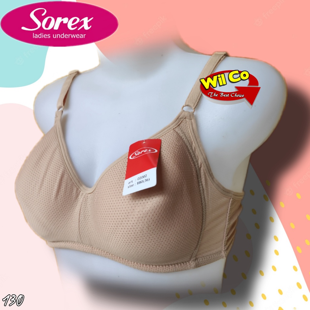 K130 - BRA WANITA SOREX TANPA KAWAT TANPA BUSA DUA PENGAIT CUP B SIZE 32 - 38