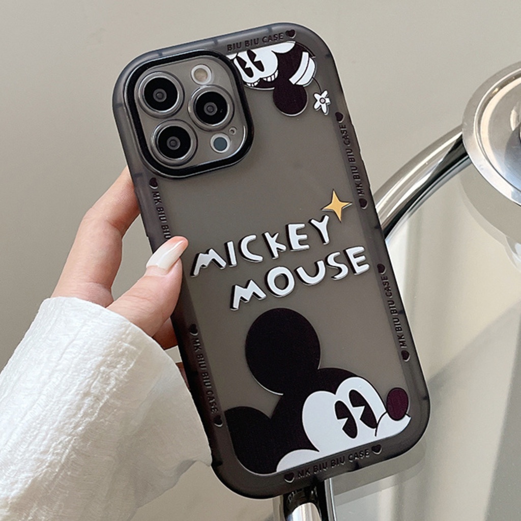 Case Transparan Motif Kartun Kepala Tikus Untuk IPhone 12 13 11 Pro Max X Xs Max Xr Hgb