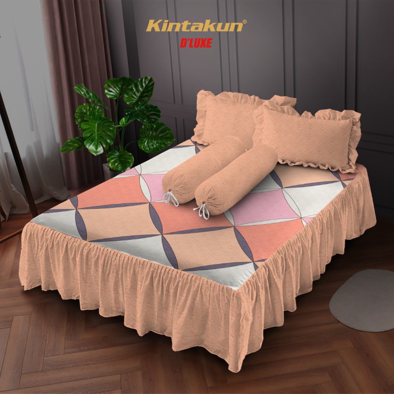 Kintakun Sprei Rumbai 160 / 180 Bena Aesthetic Dluxe Microtex Peach
