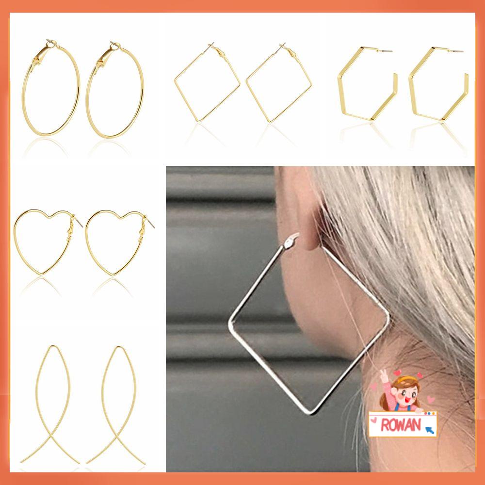 Anting Hoop Geometris Bunga Hati Persegi Bulat Hexagon Untuk Wanita