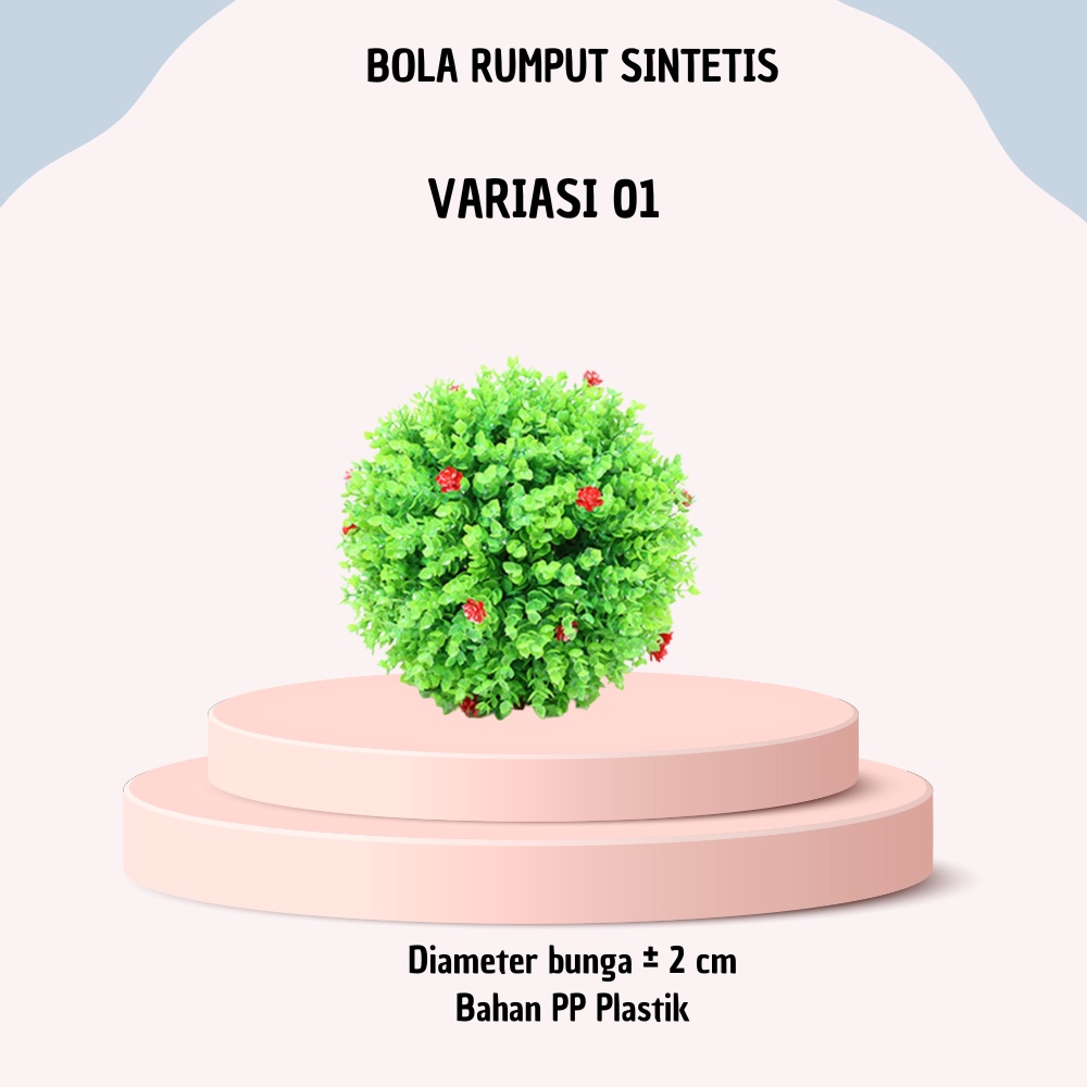 Bola Rumput Sintetis Bola Hias Bonsai Imitasi Ornamen Tanaman Plastik Pajangan Dekorasi Rumah Artificial Grass Ball Satu7an PBP140