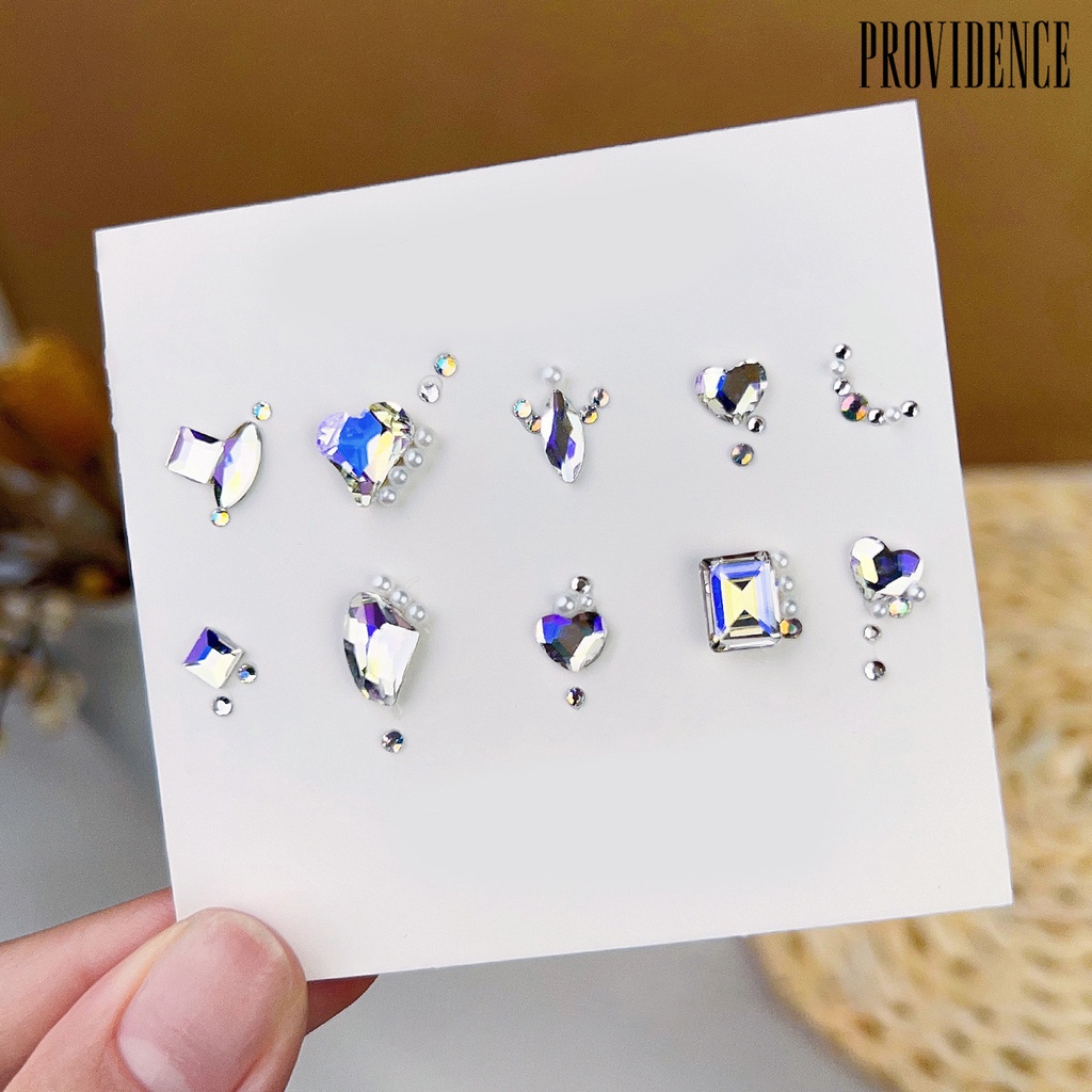 Providence Ornamen Berlian Imitasi 3D Bentuk Hati Asimetris Multi Ukuran Untuk Dekorasi Nail Art DIY