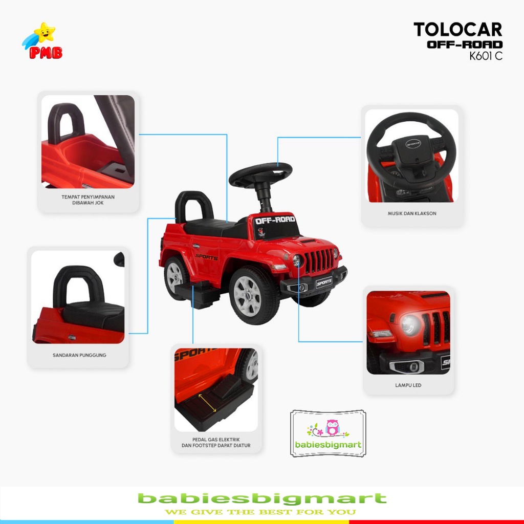 Mainan Ride On OFFROAD K601 / K601B / K601C Official Licensed Tolocar New